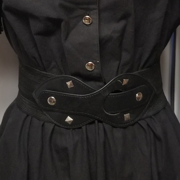 Vintage 80s Boho Western Rodeo Cowgirl Black Cotton Dancing Riding Midi Dress Sm - Picture 8 of 9